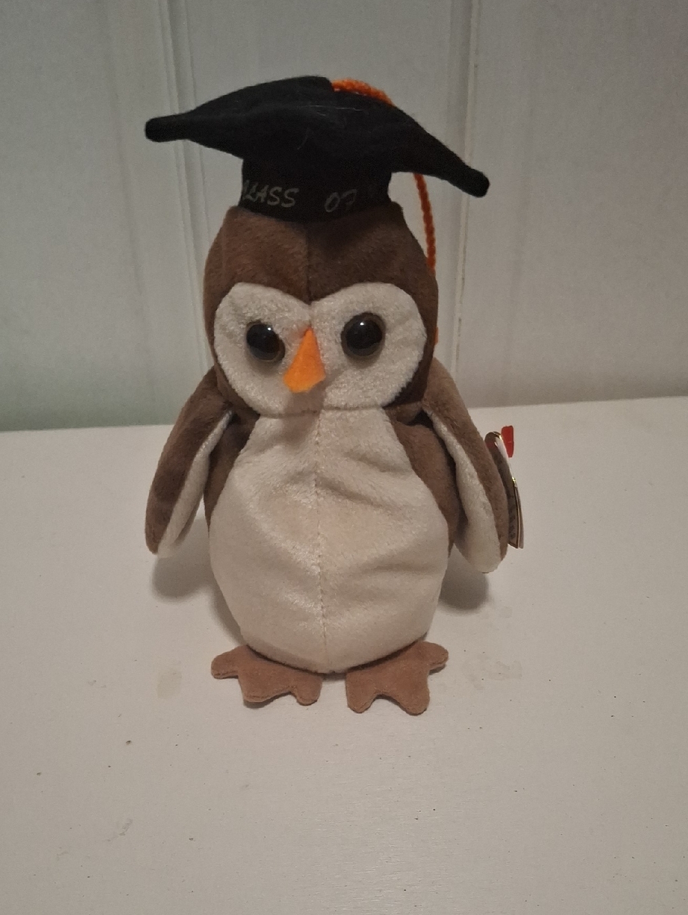 Ty Beanie Baby Graduation Owl Plush w Orange Beak Class Of '98